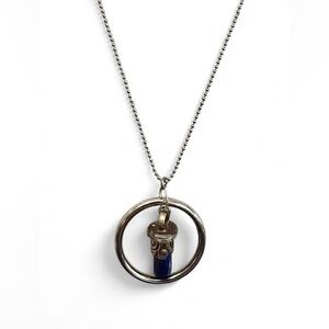 Silver and Blue Lapis Pendant Necklace